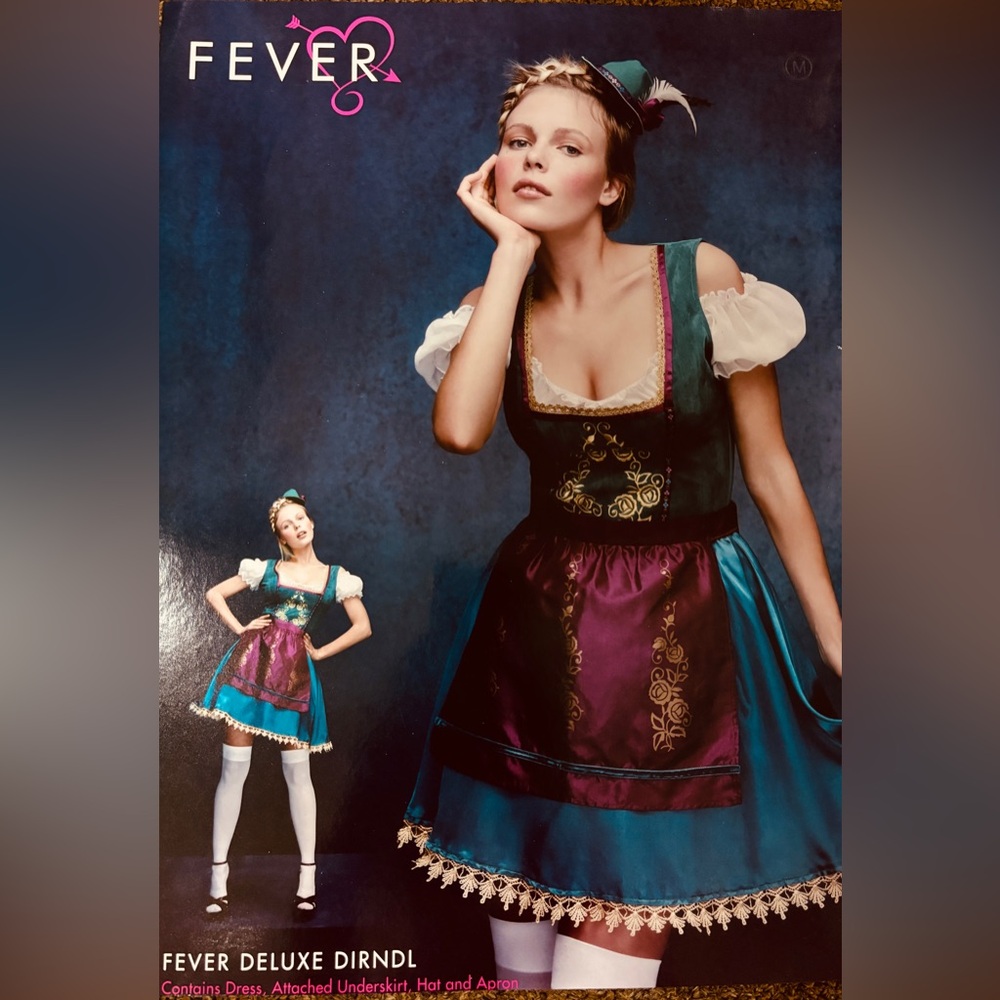 Fever Dirndl in Teal and Burgundy